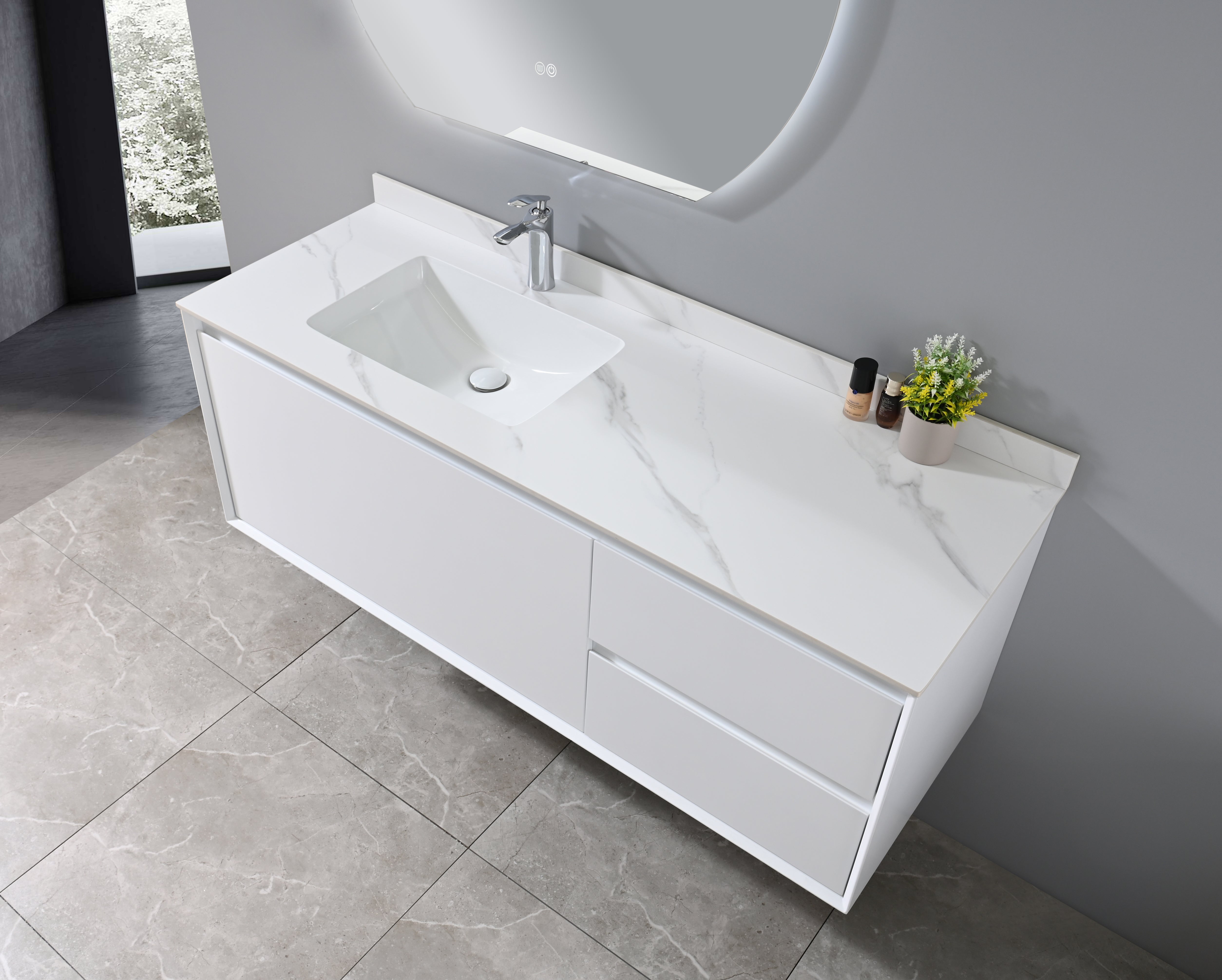 Aura 55'' White Vanity-Sink